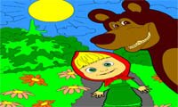 Играть в Раскраска: Маша и Медведь на поляне